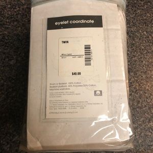 White Sham/Bedskirt for a Twin bed eyelet design